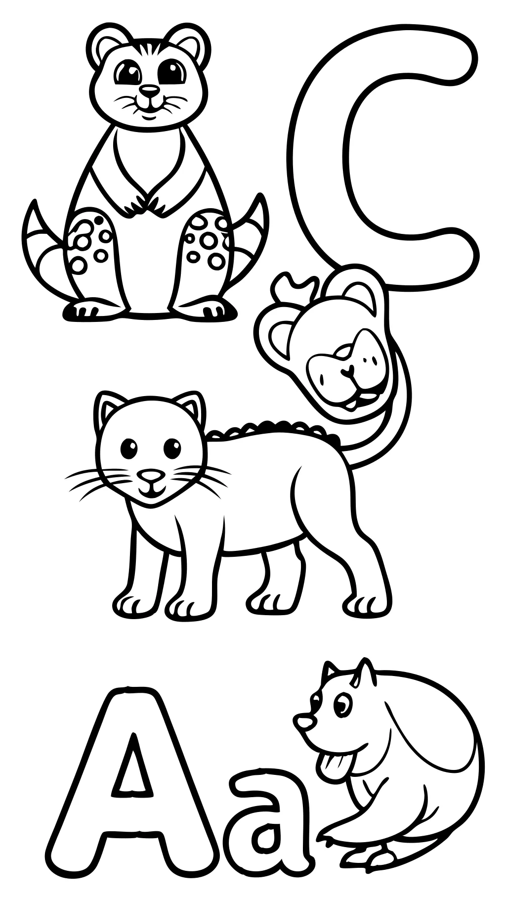 alphabet animals coloring pages